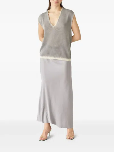Jucca V-neck Knitted Vest In Gray