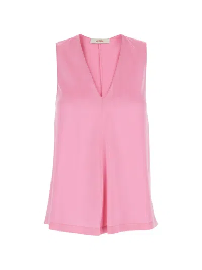Jucca V-neck Sleeveless Top In Pink