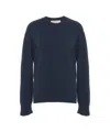Jucca Virgin Wool Crew Neck Sweater With Ribbed Finishing In Blue