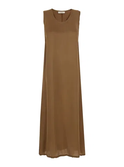 Jucca Viscose Long Sleeveless Dress In Brown