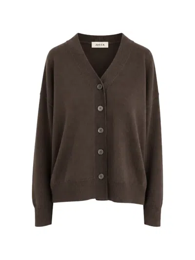 Jucca V-neck Button-up Cardigan In Brown