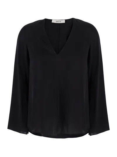 Jucca V-neck Silk Blouse In Black