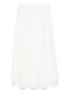 Jucca White Cotton Midi Skirt With Elasticated Waistband In White