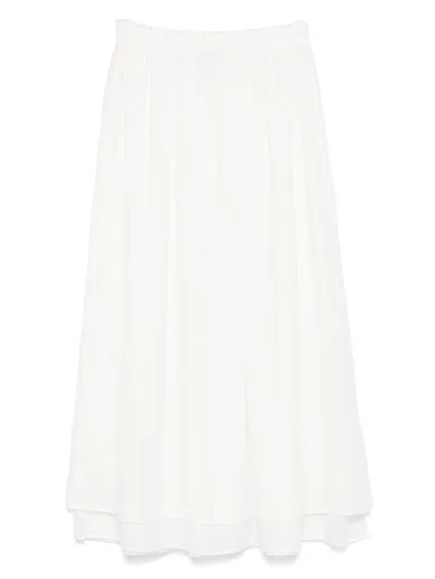 Jucca White Cotton Midi Skirt With Elasticated Waistband