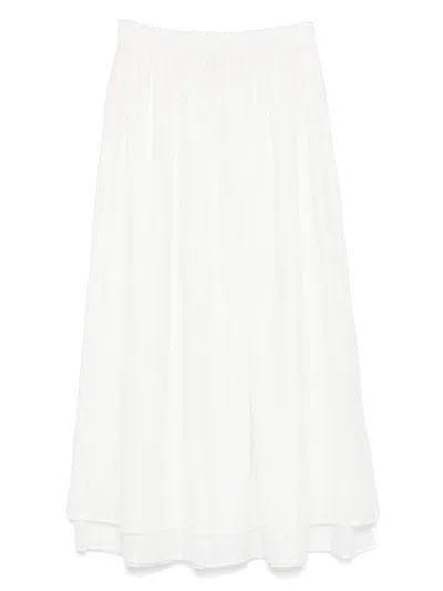 Jucca White Cotton Midi Skirt With Elasticated Waistband