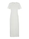 Jucca White Dress With Round Neck And Front Single Slit In Cotton Woman In Gold