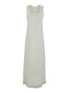 Jucca White Long Dress With U-neck And Back Closure