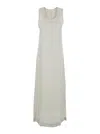 Jucca White Long Dress With U-neck And Back Closure