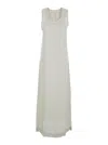 Jucca White Long Dress With U-neck And Back Closure In Beige