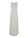Jucca White Long Dress With U-neck And Back Closure
