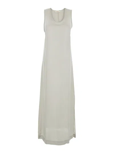 JUCCA WHITE LONG DRESS WITH U-NECK AND BACK CLOSURE IN VISCOSE BLEND WOMAN