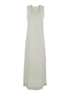 Jucca White Long Dress With U-neck And Back Closure In Beige