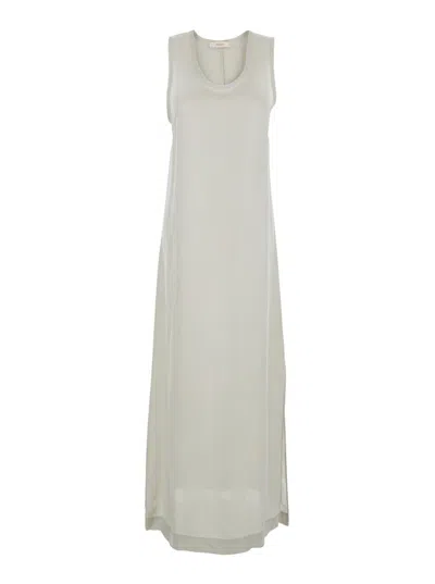 Jucca White Long Dress With U-neck And Back Closure In Viscose Blend Woman In Beige