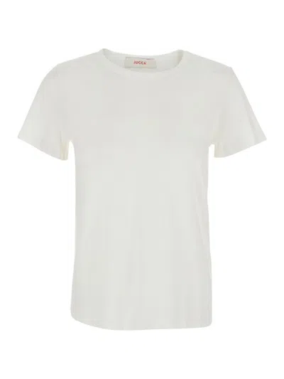 JUCCA WOMEN WHITE SOLID CREW NECK T-SHIRT, XS LUXURY T-SHIRTS FOR WOMEN DARVEYS
