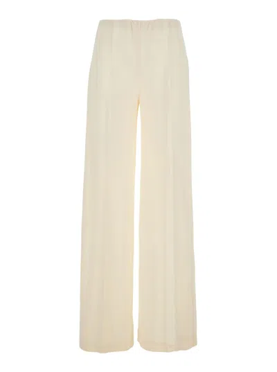 Jucca White Trousers With Elastic Waist In Fabric Woman In Neutral