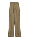 Jucca Green Silk Pants With Belt Loops And Logo Patch On The Rear In Silk Woman