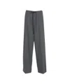 Jucca Wide-leg Trousers With Drawstring Closure And Textured Fabric In Gray