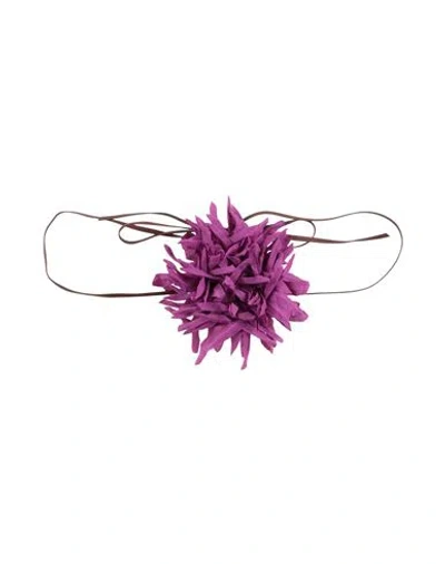 Jucca Woman Belt Mauve Size Onesize Leather, Acetate, Silk In Purple