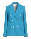 Jucca Woman Blazer Azure Size 4 Viscose, Polyester, Elastane In Blue
