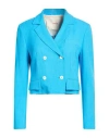 Jucca Woman Blazer Azure Size 6 Viscose, Polyester, Elastane In Blue