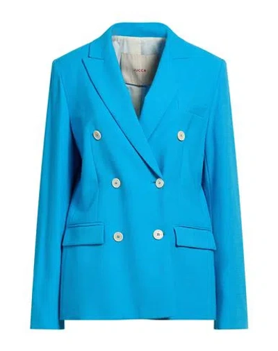 Jucca Woman Blazer Azure Size 8 Viscose, Polyester, Elastane In Blue