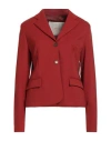 Jucca Woman Blazer Brick Size 10 Polyester, Virgin Wool, Elastane In Red
