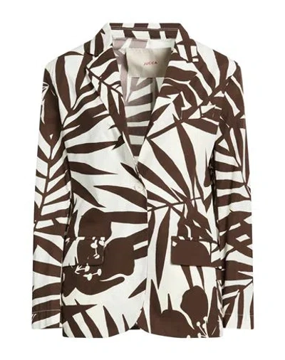 Jucca Woman Blazer Dark Brown Size 8 Cotton