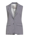 Jucca Woman Blazer Grey Size 6 Linen, Viscose, Elastane In Gray