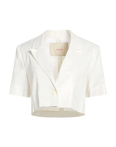Jucca Woman Blazer Ivory Size 6 Cotton, Linen, Elastane In White