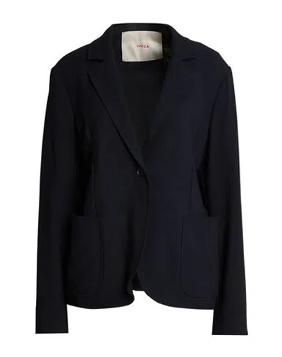 Jucca Woman Blazer Midnight Blue Size 12 Viscose, Polyester, Elastane