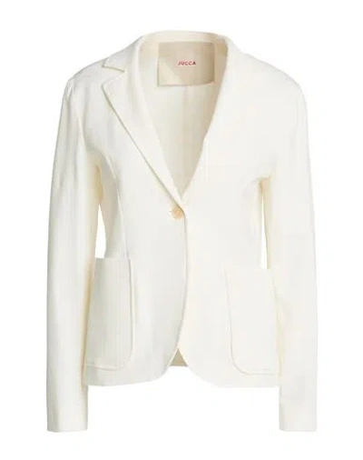 Jucca Woman Blazer White Size 4 Viscose, Polyester, Elastane