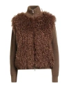 Jucca Woman Cardigan Brown Size L Virgin Wool, Polyester In Brown