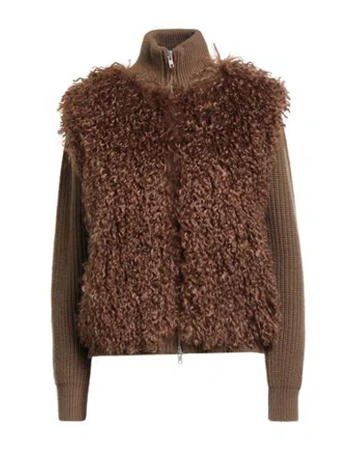 Jucca Woman Cardigan Brown Size L Virgin Wool, Polyester