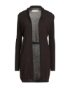 Jucca Woman Cardigan Dark Brown Size S Virgin Wool