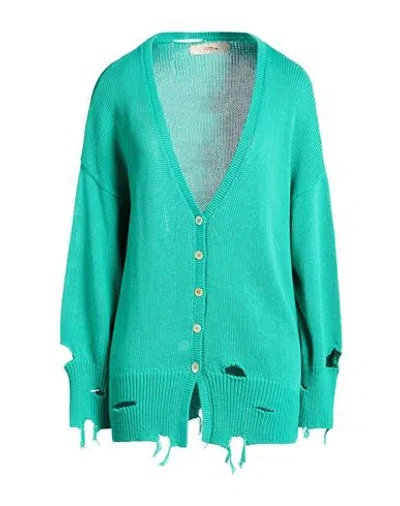 Jucca Woman Cardigan Emerald Green Size M Cotton In Blue