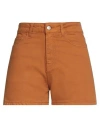 Jucca Woman Denim Shorts Camel Size 29 Cotton, Elastane In Beige