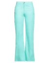 Jucca Woman Jeans Light Green Size 30 Cotton, Elastane In Green