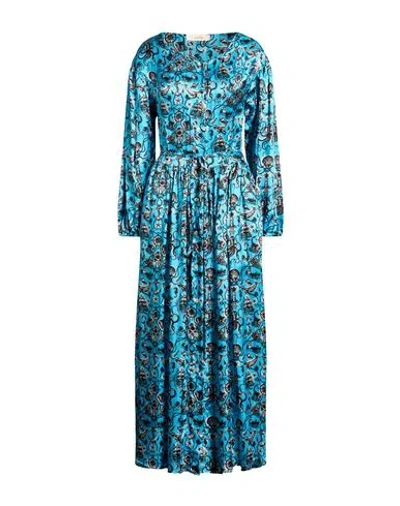 Jucca Woman Maxi Dress Azure Size 6 Viscose In Blue