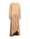 Jucca Woman Maxi Dress Beige Size 6 Acetate, Silk