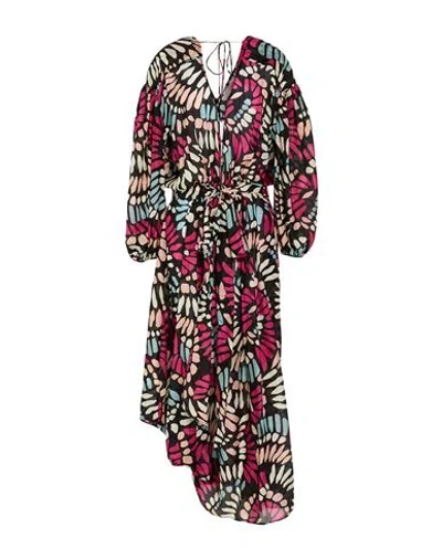 Jucca Woman Midi Dress Black Size 4 Silk In Multi