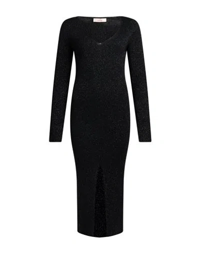 Jucca Woman Midi Dress Black Size L Wool, Viscose, Polyamide, Metallic Fiber, Cashmere