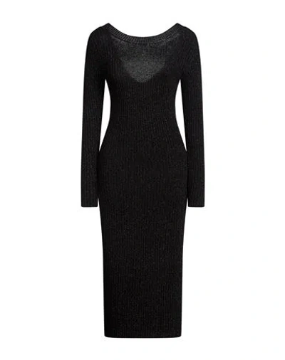Jucca Woman Midi Dress Black Size M Wool, Viscose, Polyamide, Metallic Fiber, Cashmere