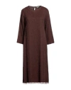 Jucca Woman Midi Dress Chocolate Brown Size 6 Acetate, Viscose