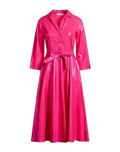Jucca Woman Midi Dress Fuchsia Size 8 Cotton In Pink