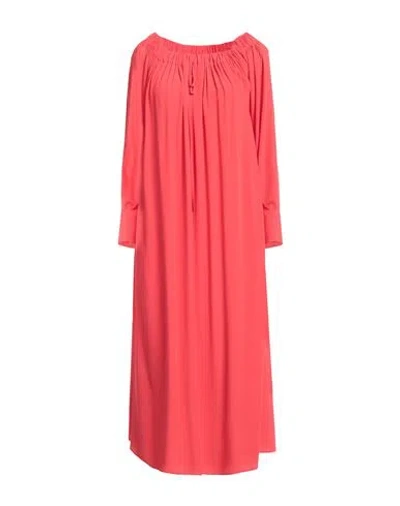 Jucca Woman Midi Dress Tomato Red Size 6 Acetate, Silk