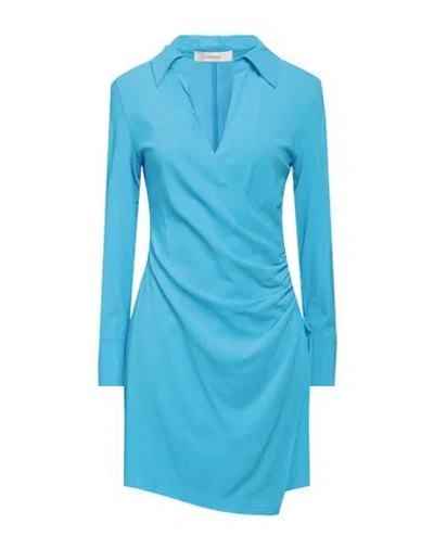 Jucca Woman Mini Dress Azure Size 6 Viscose, Elastane In Blue