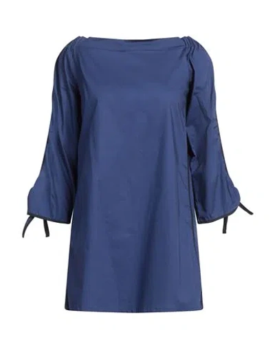 Jucca Woman Mini Dress Navy Size S Cotton, Elastane In Navy Blue