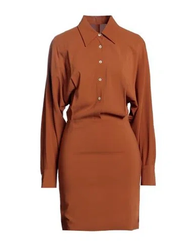 Jucca Woman Mini Dress Tan Size 6 Viscose, Elastane In Brown