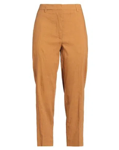 Jucca Woman Pants Camel Size 4 Linen, Viscose, Elastane In Brown