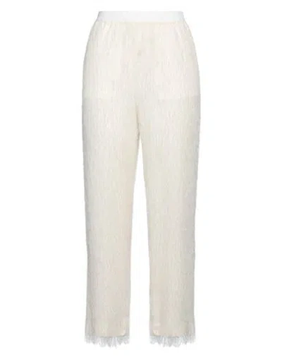 Jucca Woman Pants Cream Size 6 Acetate, Viscose In White